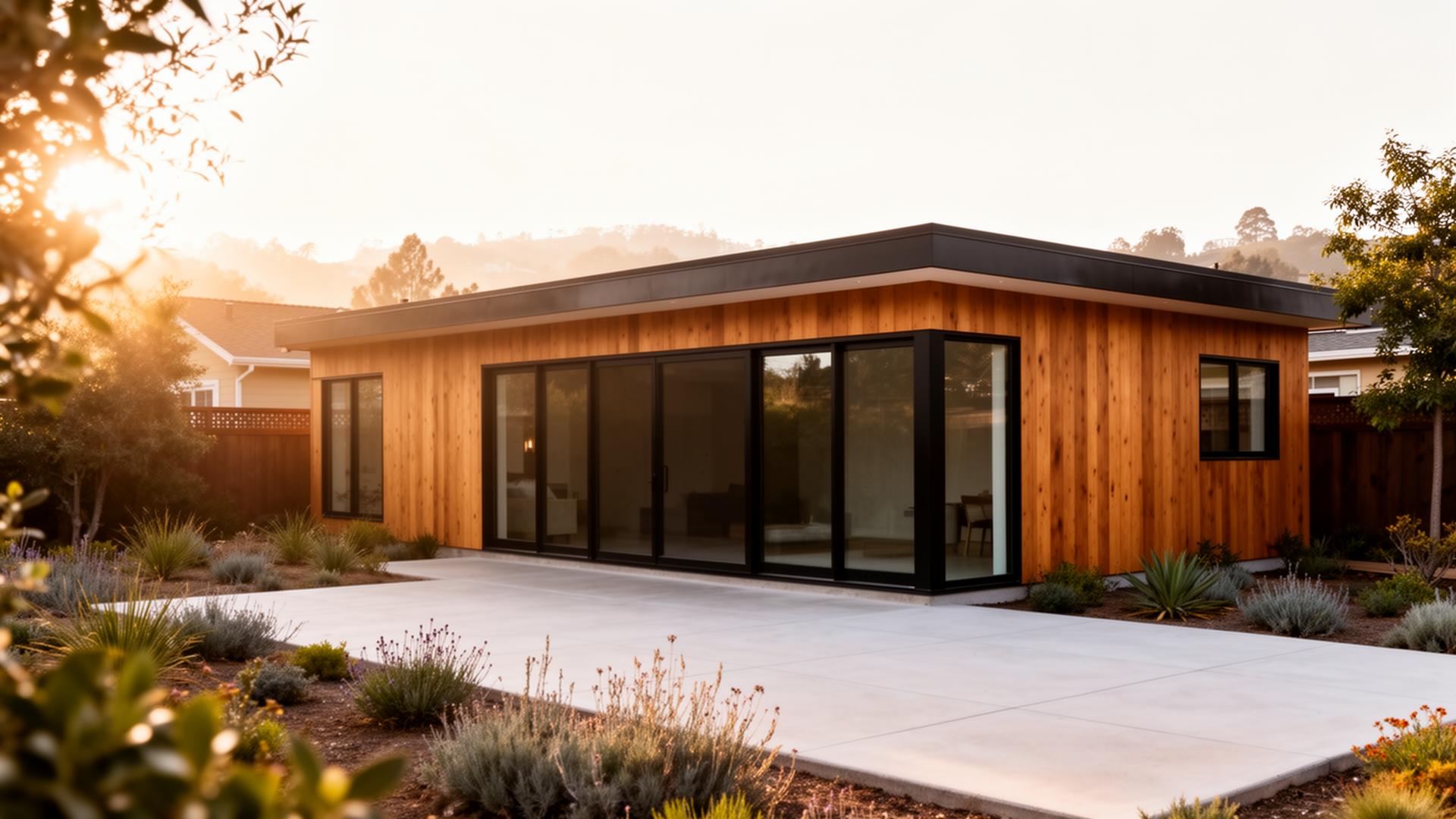 Modern California ADU at golden hour
